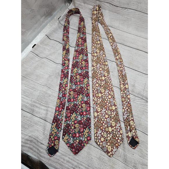 Two Brooks Brothers Silk Neck Ties Floral Flowers - Picture 1 of 9